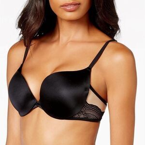 MAIDENFORM Soft Stretch Push Up Plunging Neckline Underwire Bra 36D Black